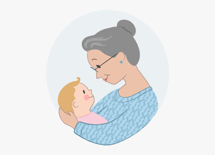 Grandmother Holding Baby Drawing, Transparent Clipart