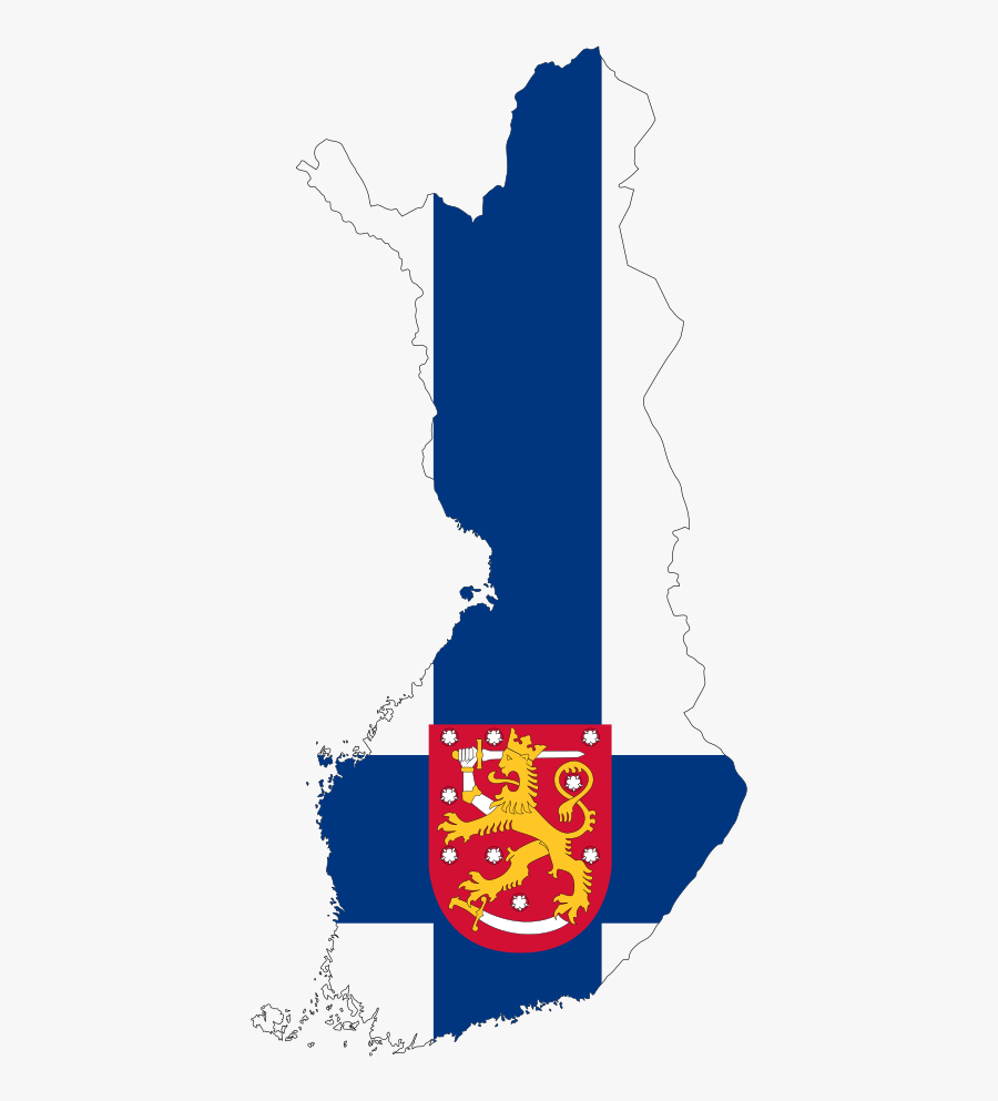 Finland Map Flag With Stroke And Coat Of Arms - Finland Flag Map Png, Transparent Clipart