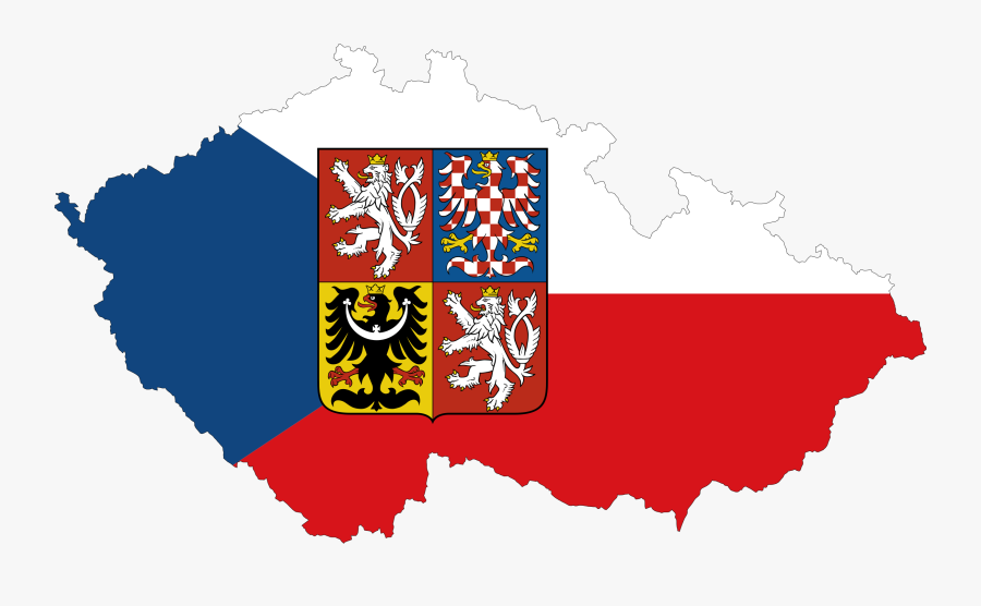 Czech Republic Map Flag With Stroke And Coat Of Arms - Czech Flag Coat Of Arms, Transparent Clipart