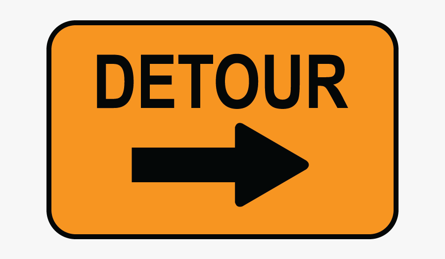 Road Construction Detour Signs, Transparent Clipart