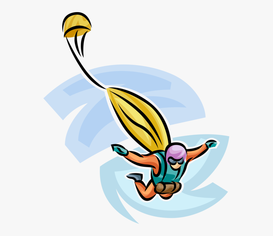 Vector Illustration Of Skydiver Jumps From Plane In - Illustration, Transparent Clipart