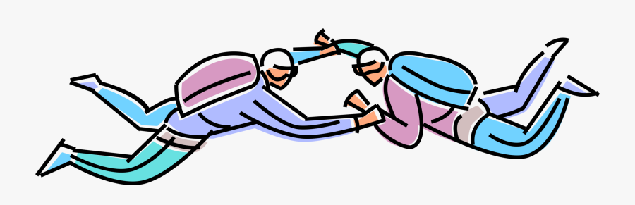 Vector Illustration Of Tandem Skydivers Jump From Plane, Transparent Clipart