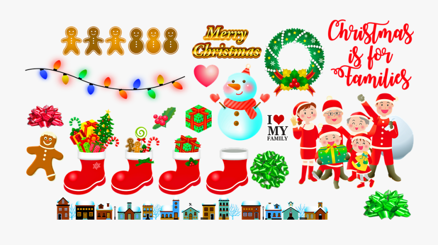 Christmas, Christmas Lights, Stockings, Gingerbread - Cartoon, Transparent Clipart