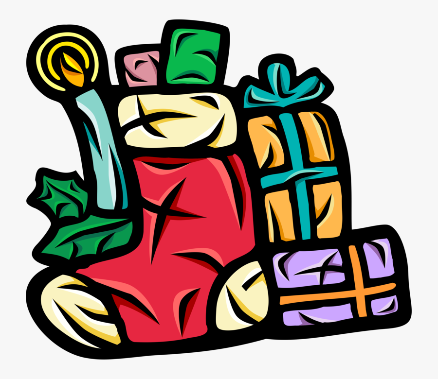 Vector Illustration Of Festive Season Christmas Stocking, Transparent Clipart