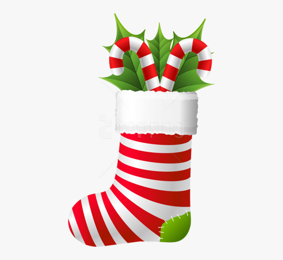 With Candy Canes - Clip Art Christmas Sock, Transparent Clipart