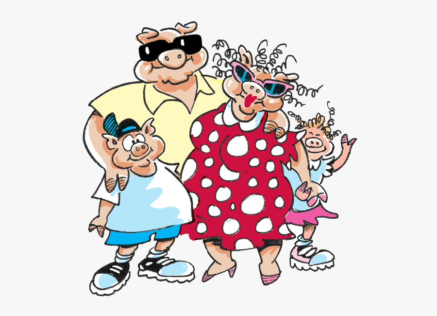 Familypigs - Cartoon, Transparent Clipart