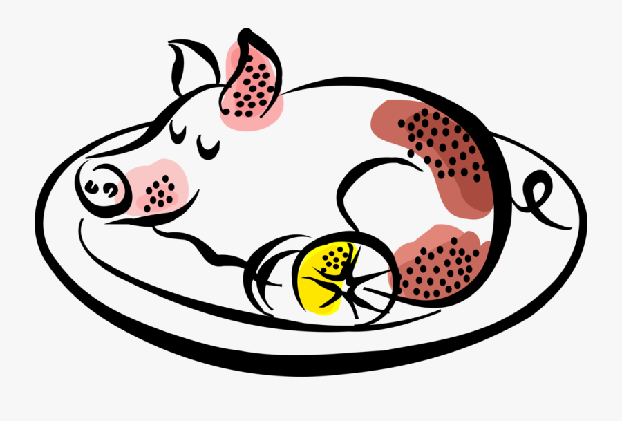 Vector Illustration Of Whole Roast Pig Pork Ham Meat - Schweinefleisch Clipart, Transparent Clipart