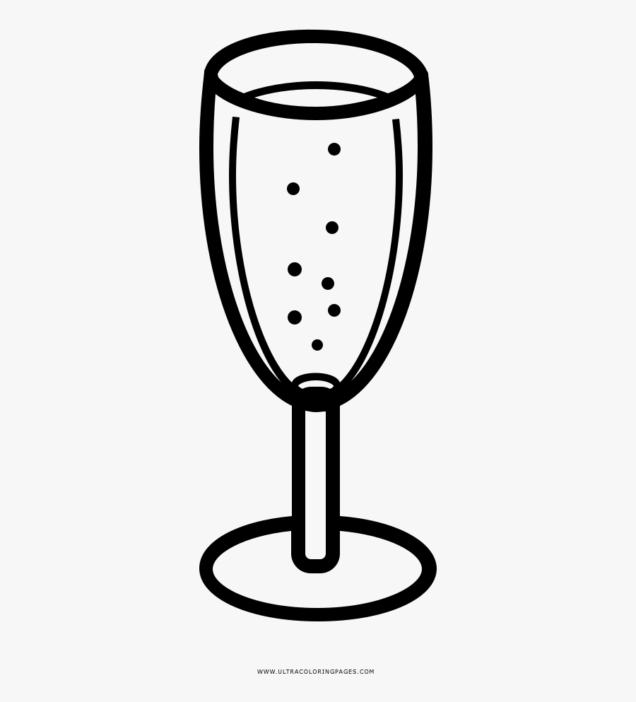 Champagne Flute Coloring Page - Drawing, Transparent Clipart