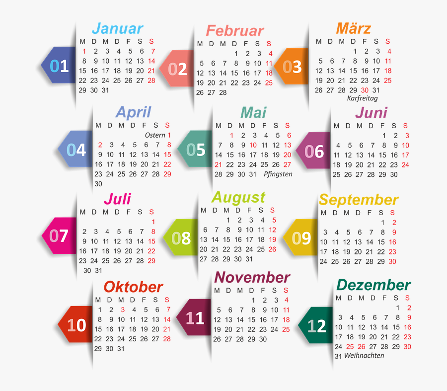 Art - Calendario 2018 Png Español, Transparent Clipart