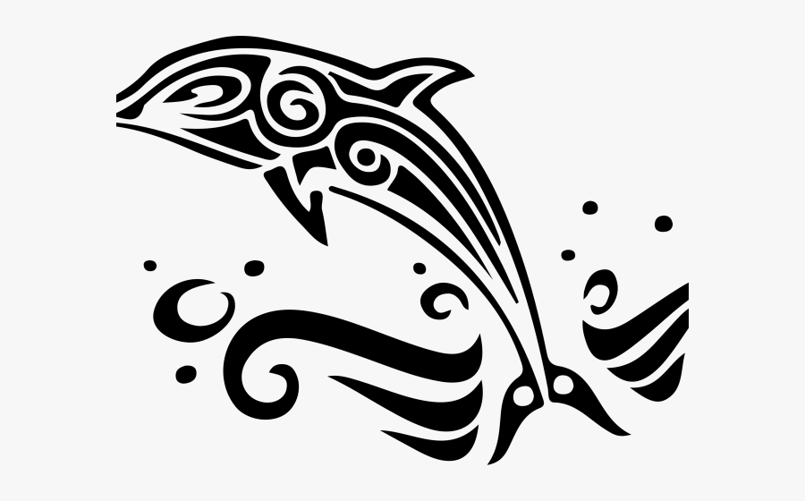 Black And White Dolphin Tattoo Designs, Transparent Clipart