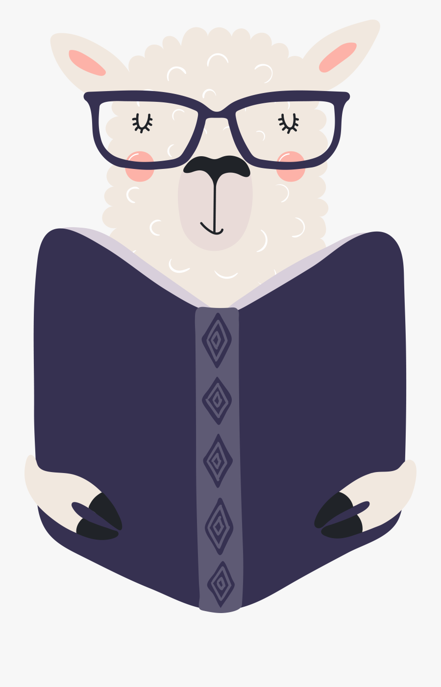 Llama Reading Clipart, Transparent Clipart