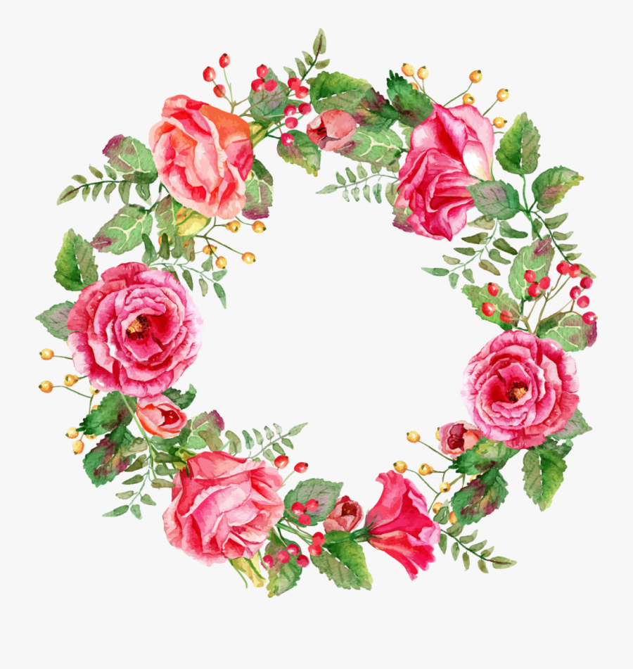 Free Floral Watercolor Wreath With Flowers Png - Floral Watercolor Wreath, Transparent Clipart