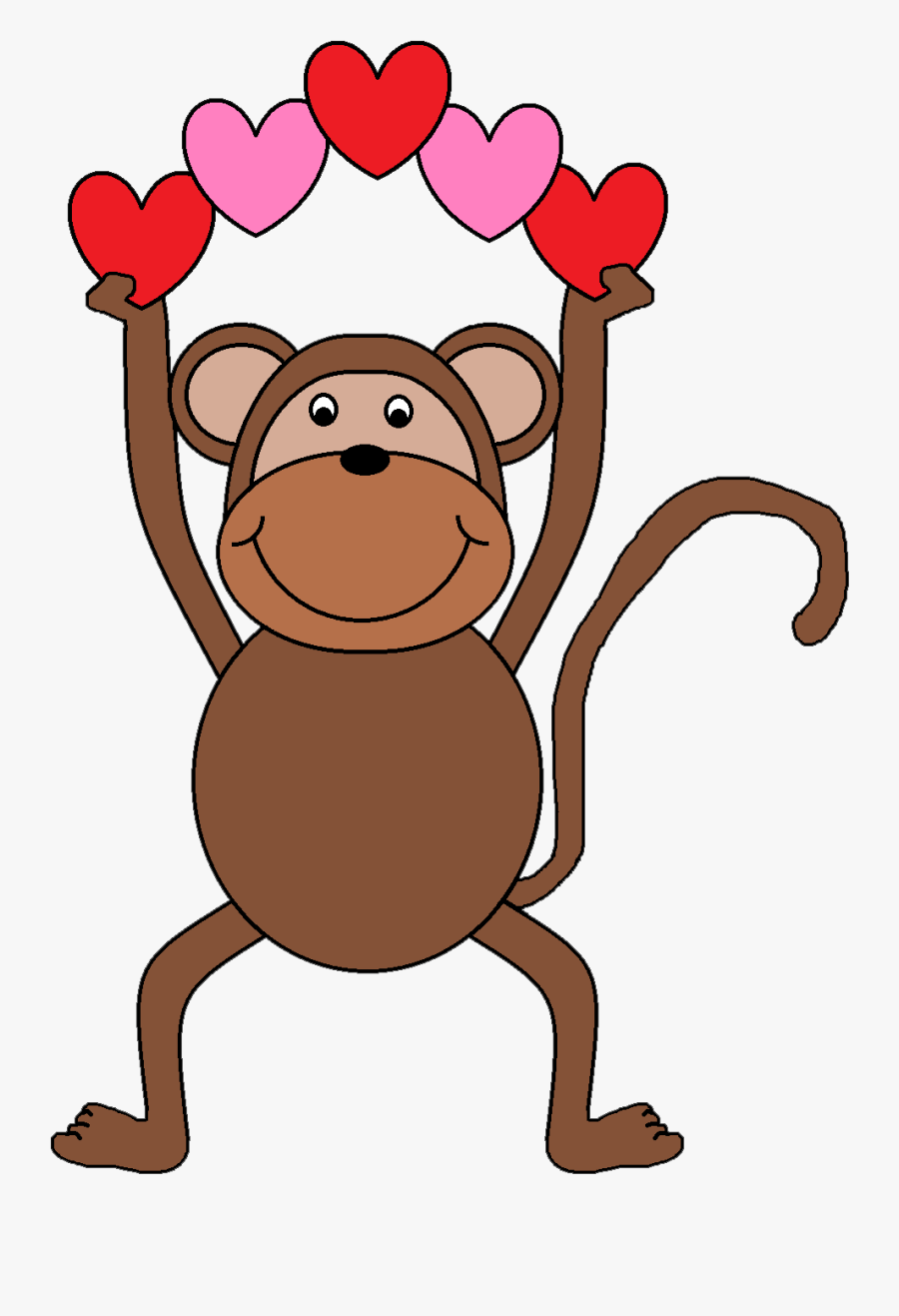 Valentine"s Day Clipart Monkey - Monkey Clipart Black And White, Transparent Clipart