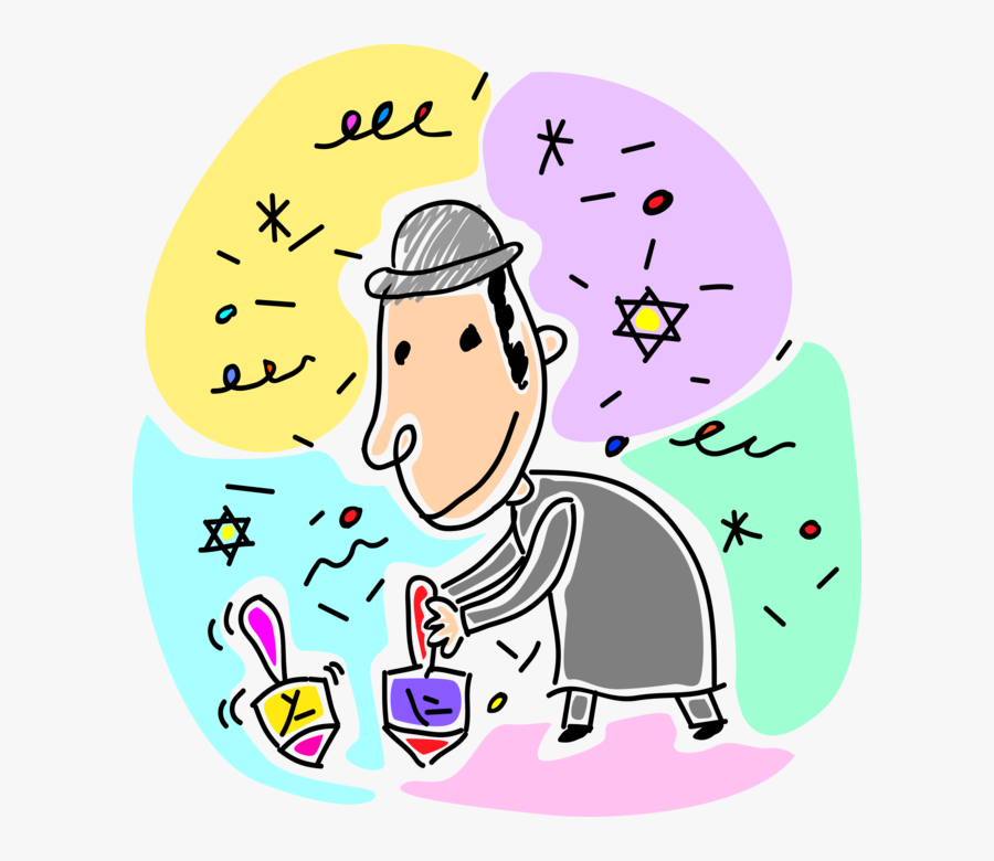 Vector Illustration Of Hebrew Boy Spins Jewish Holiday, Transparent Clipart
