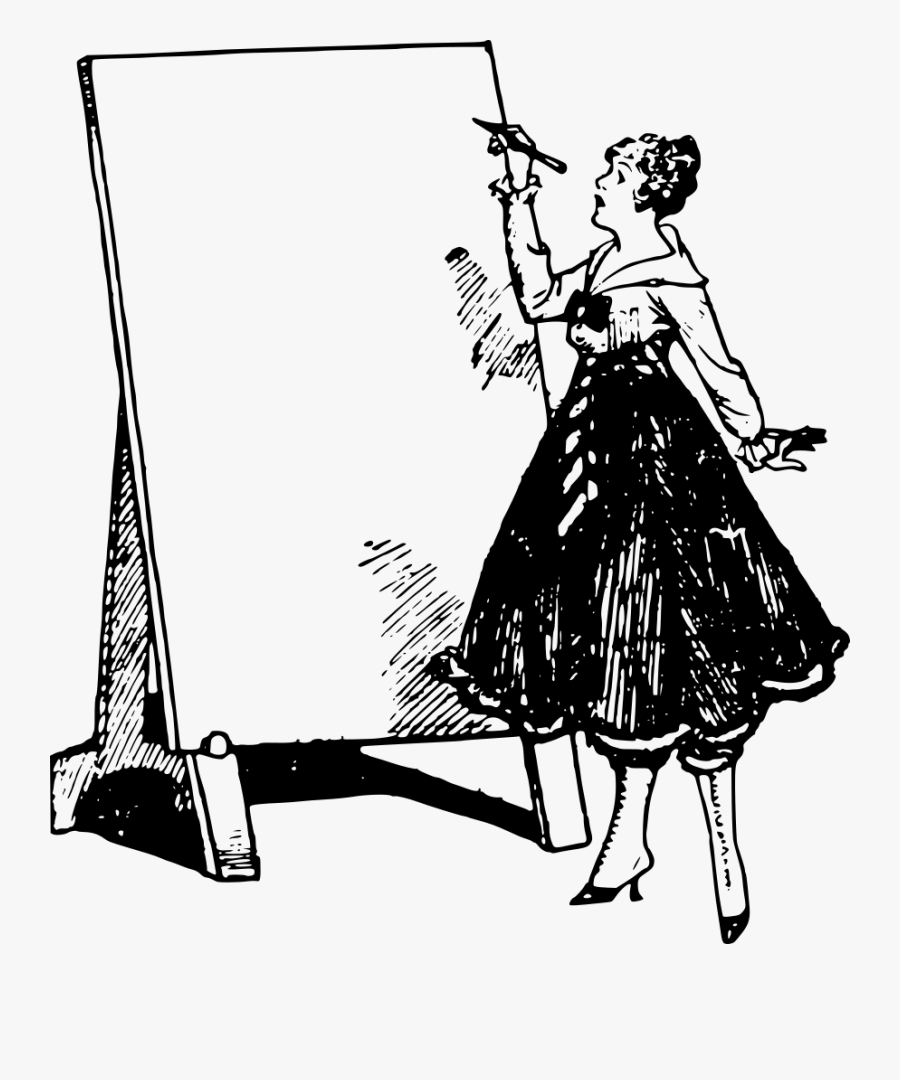 Lady At A Board - Illustration, Transparent Clipart