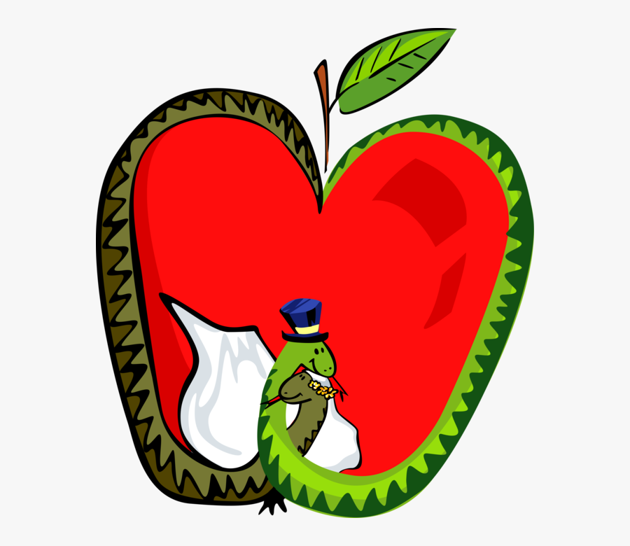 Vector Illustration Of Pomaceous Edible Fruit Red Apple - Love, Transparent Clipart