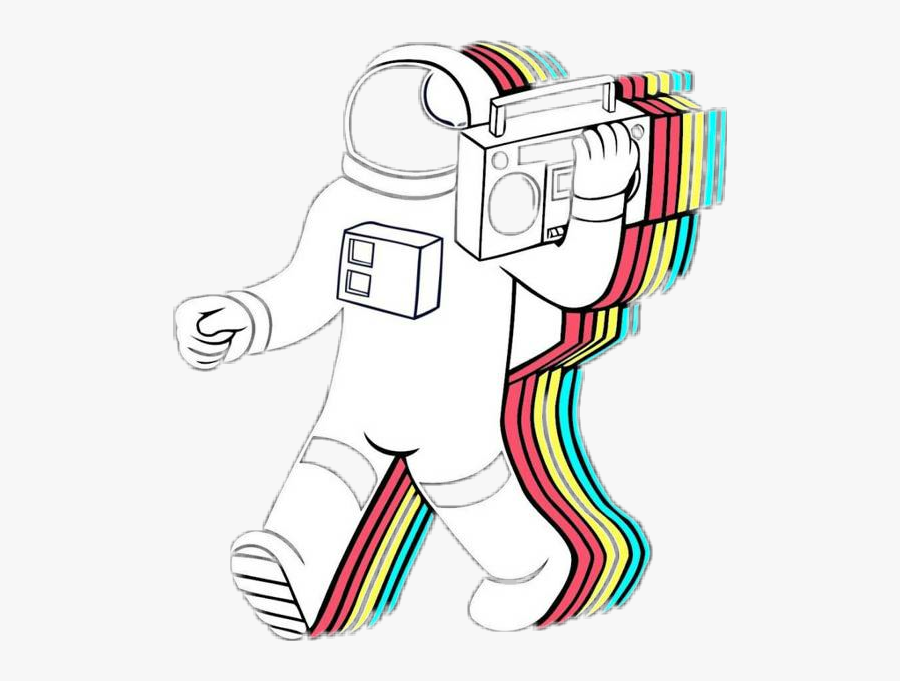 #space #astronaut #galaxy #rainbow #boombox #groovy - 80's Retro Stickers, Transparent Clipart