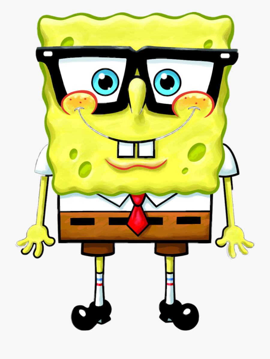 #paentae #sea Creatures #spongebob - Spongebob With His Glasses, Transparent Clipart