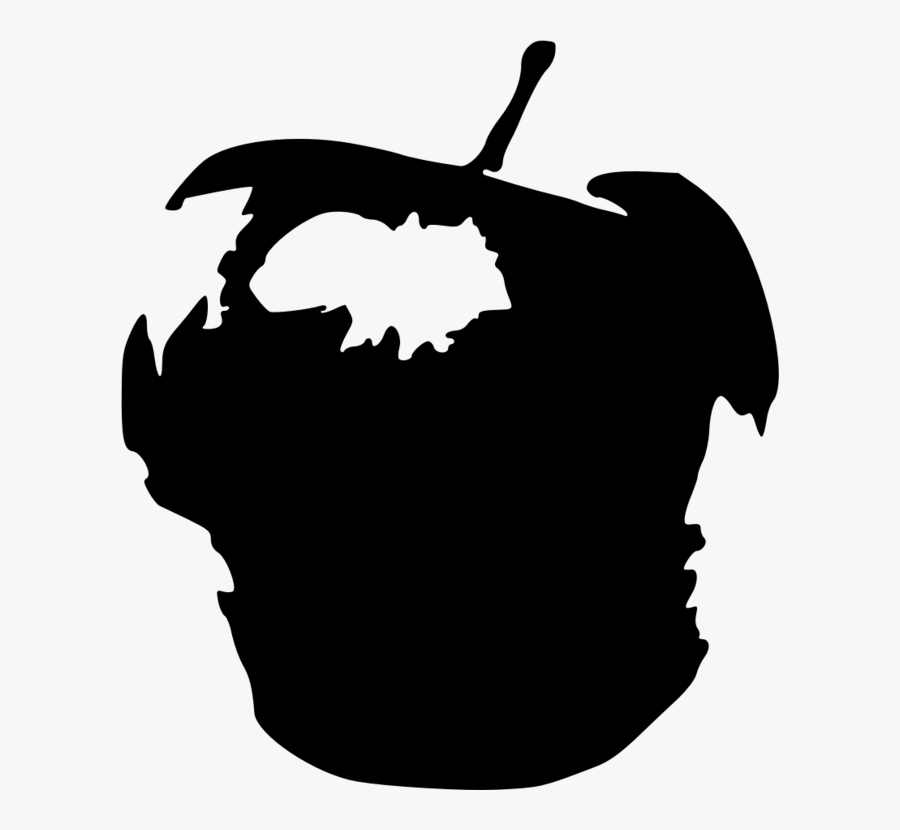 White Apple Fruit Silhouette Black - Clip Art, Transparent Clipart