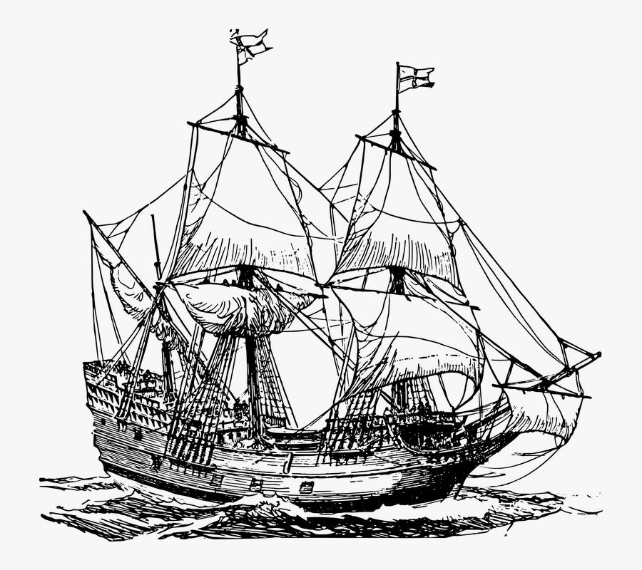Transparent Mayflower Clipart - Pirate Ship Black And White Ship is a free ...