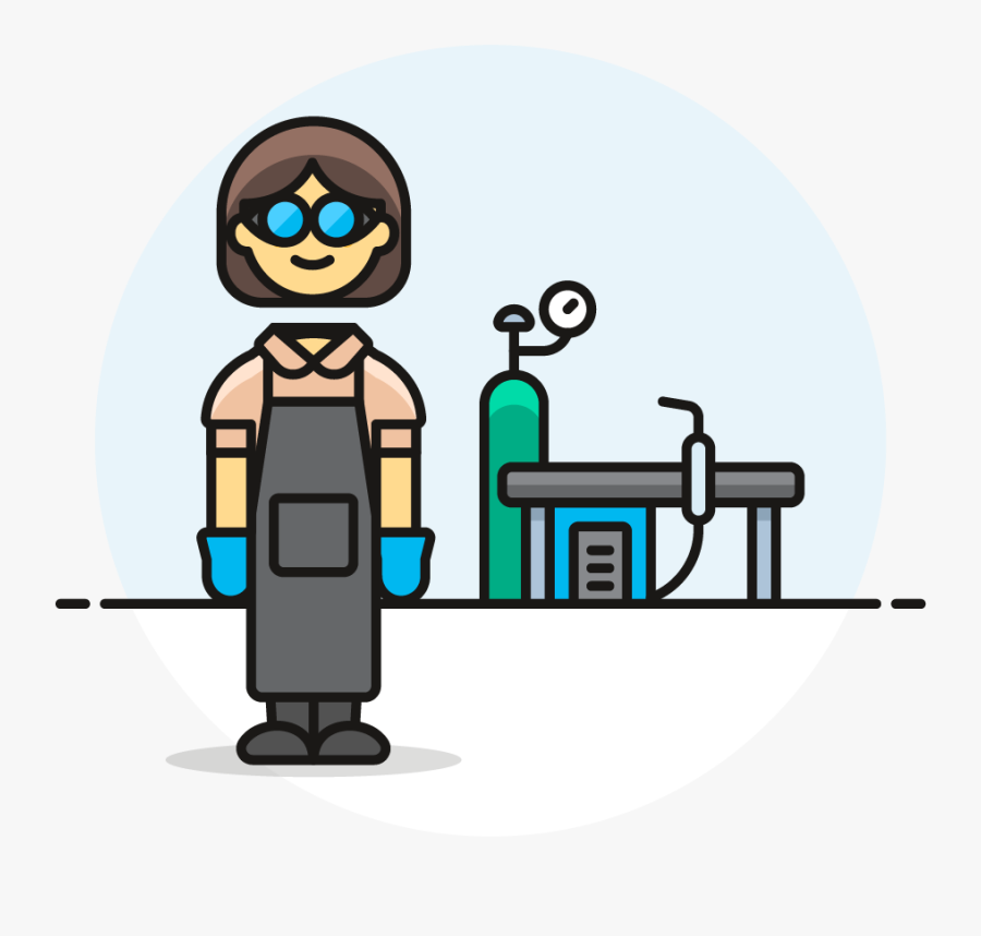 33 Welder Female Asian - Cartoon, Transparent Clipart