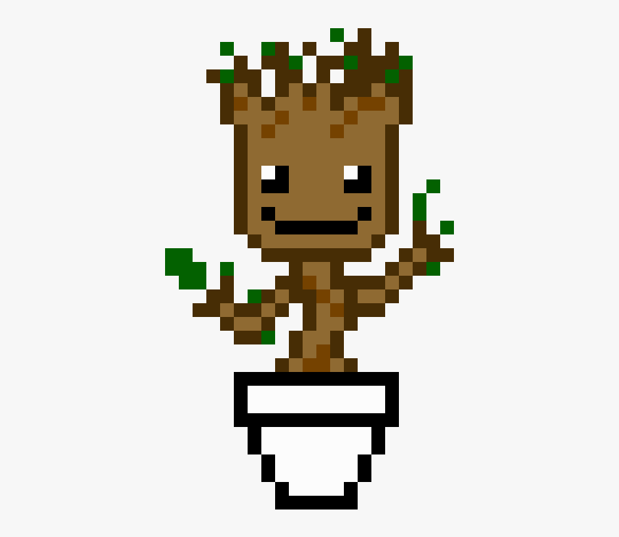 Pixel Art Groot, Transparent Clipart