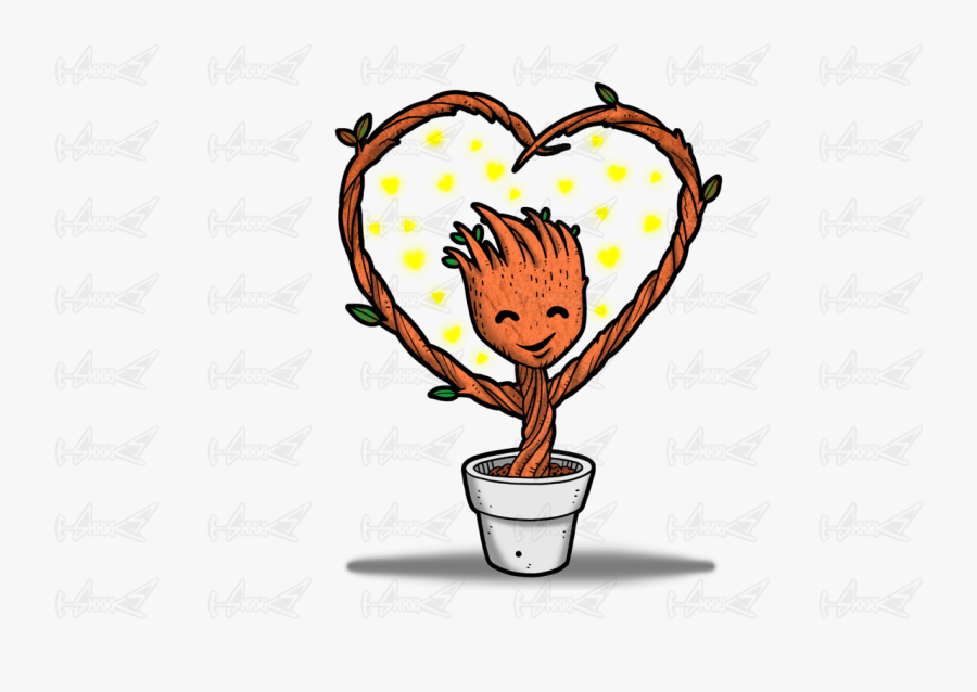 Love Groot Heart, Transparent Clipart