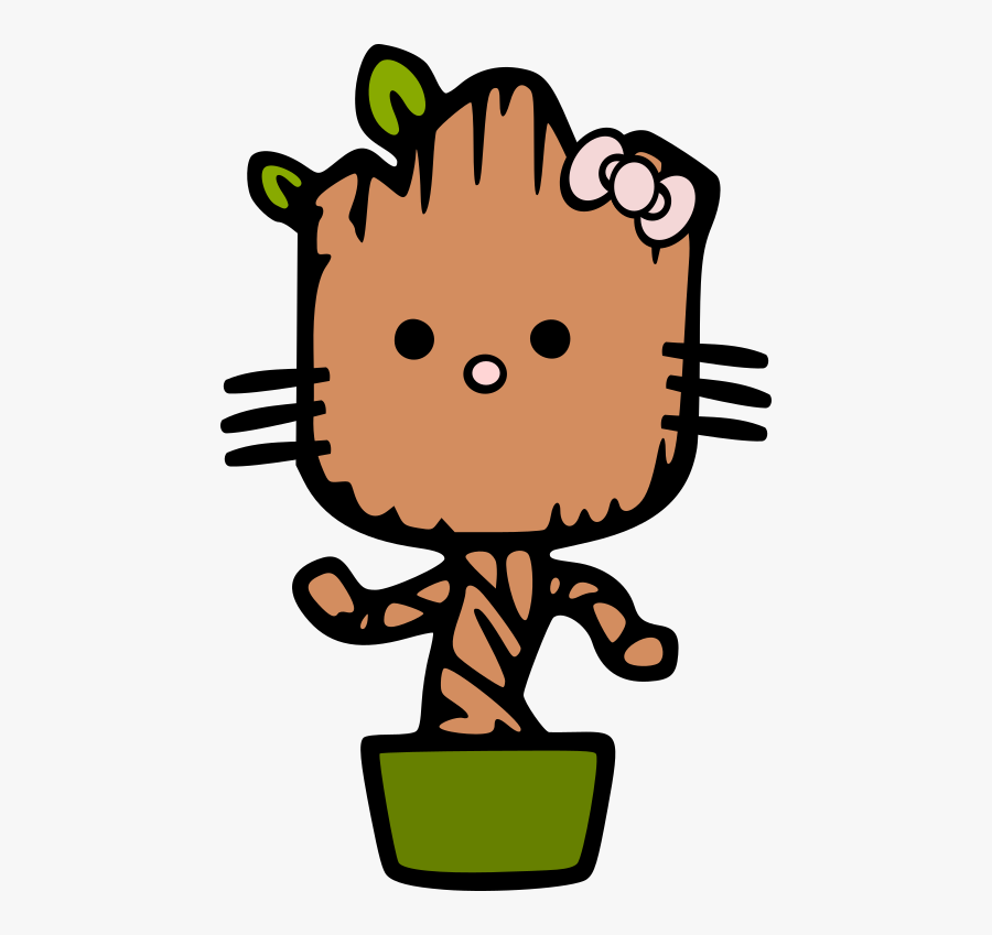 Groot In A Pot Drawing, Transparent Clipart
