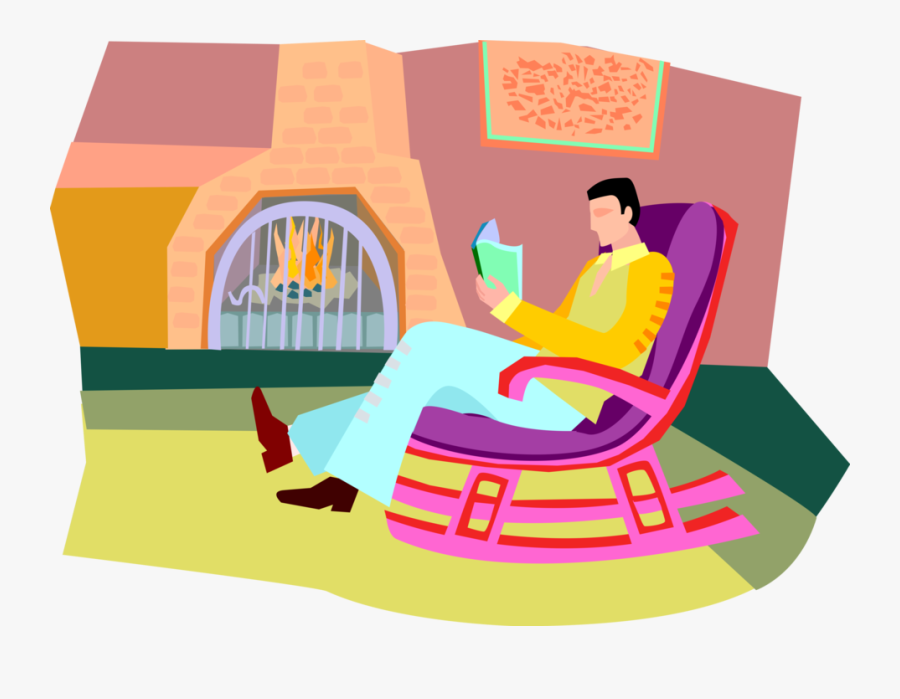 Vector Illustration Of Relaxing In Rocking Chair Beside - Illustration, Transparent Clipart