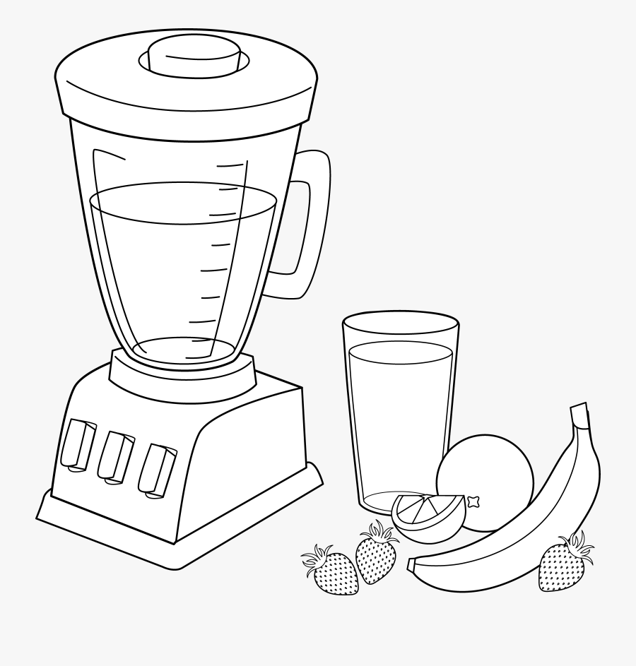 Smoothie Clipart Black And White - Colouring Page Of A Blender, Transparent Clipart