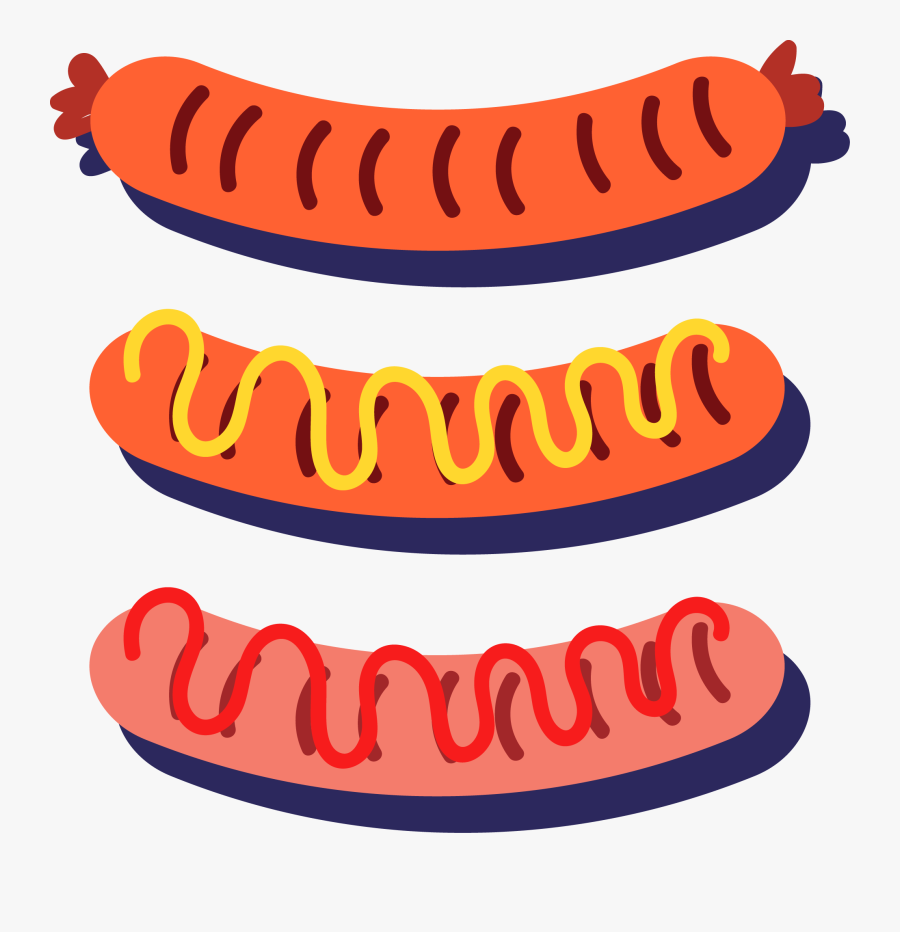 Hot Dog Barbecue Grill Sausage - Clip Art Hot Dogs On Grill, Transparent Clipart