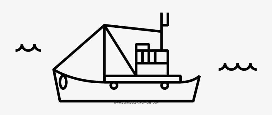 Fishing Boat Coloring Page - Dinghy, Transparent Clipart
