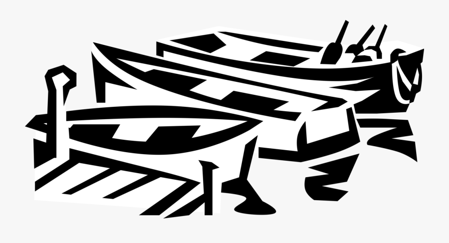 Vector Illustration Of Small Fishing Boat Watercraft, Transparent Clipart