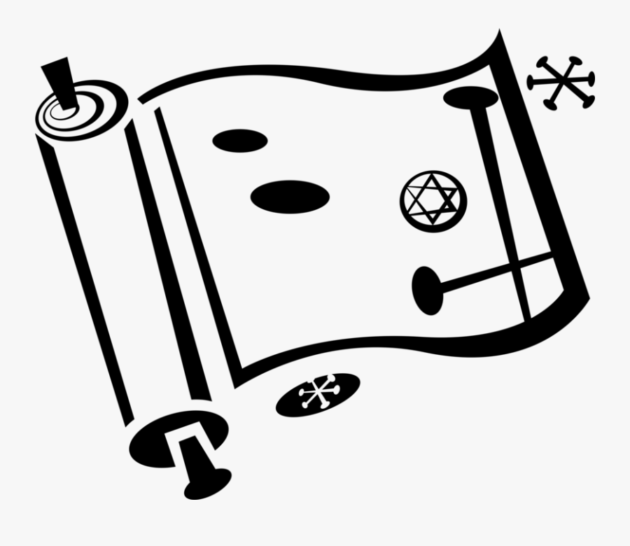 Vector Illustration Of Hebrew Torah Scroll With Star, Transparent Clipart