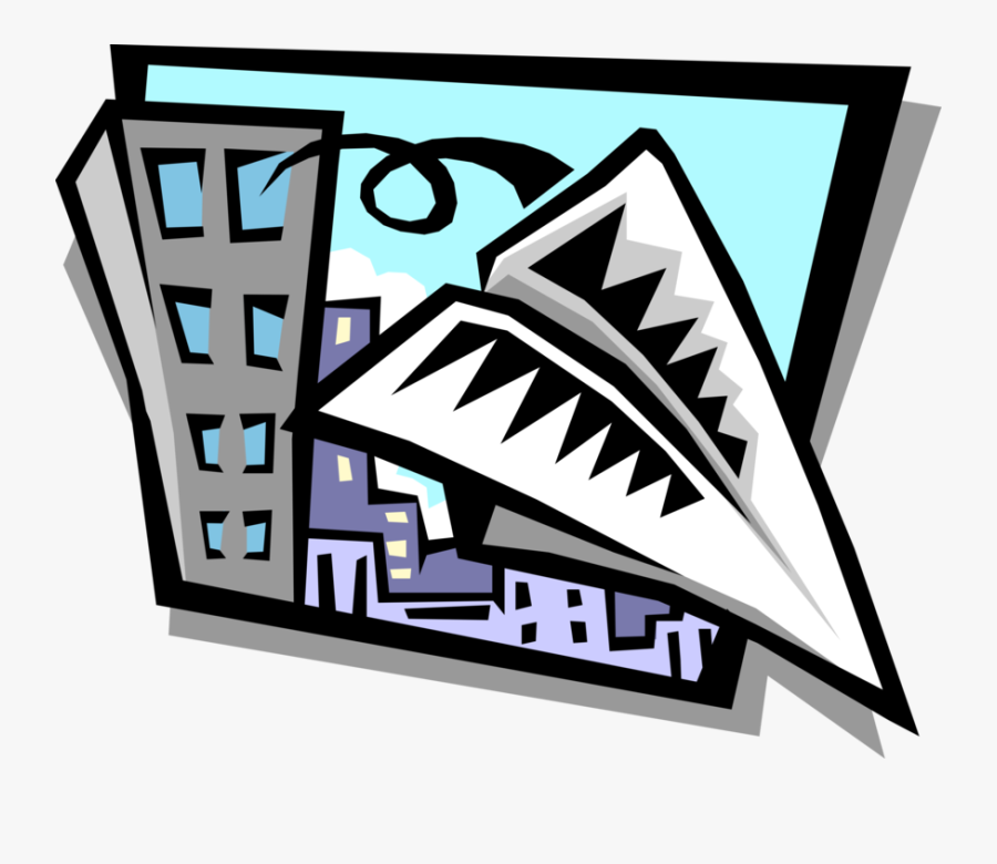 Vector Illustration Of Toy Paper Airplane Glider Aeroplane - Newsletter, Transparent Clipart