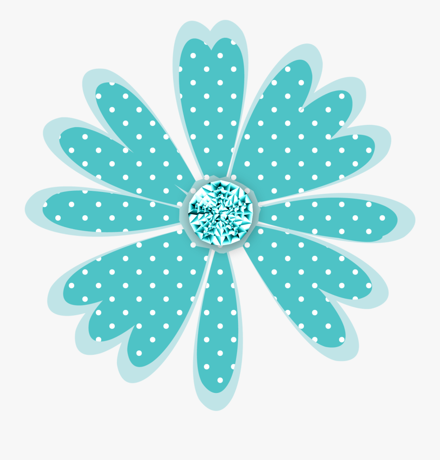 Polka Dot Daisy Turq B - Polka Dot Flower Clipart, Transparent Clipart