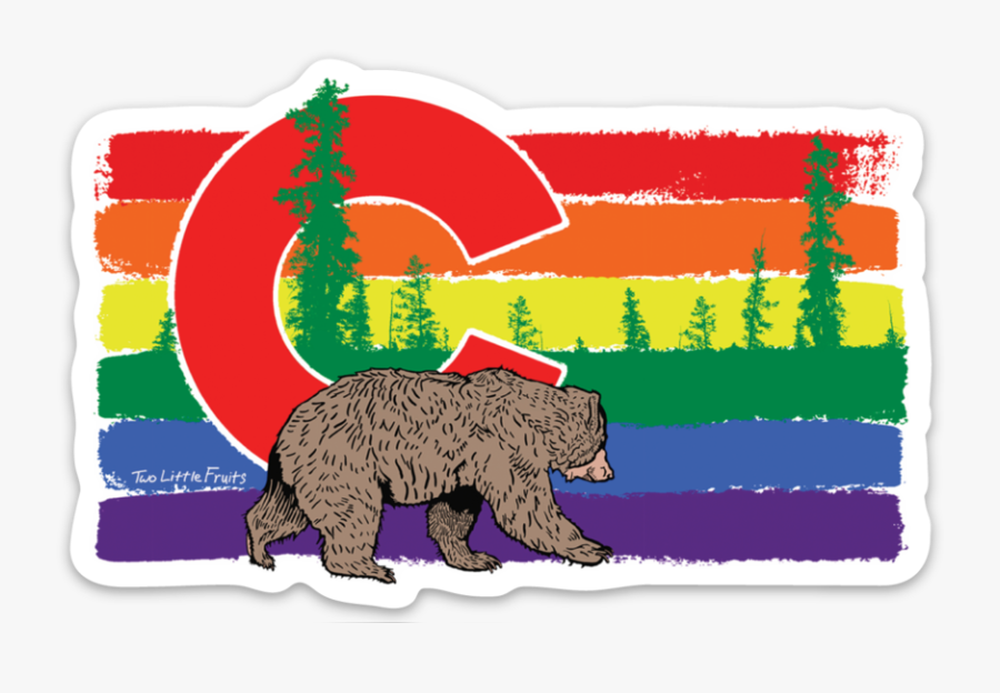 Colorado Rainbow Flag Bear, Transparent Clipart