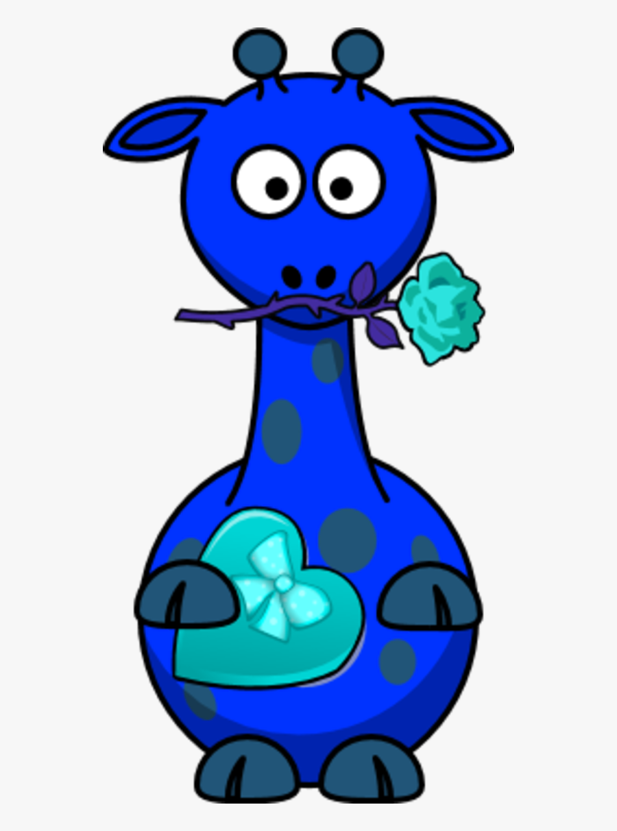 Giraffe Valentine Heart Love Romance - Png Cartoon Blue Giraffe, Transparent Clipart