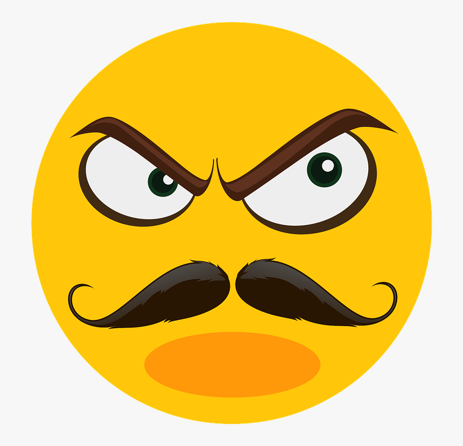 Mustache, Angry, Suspect, Emoji, Emotions, Face - อิ โม จิ รูป หนวด, Transparent Clipart