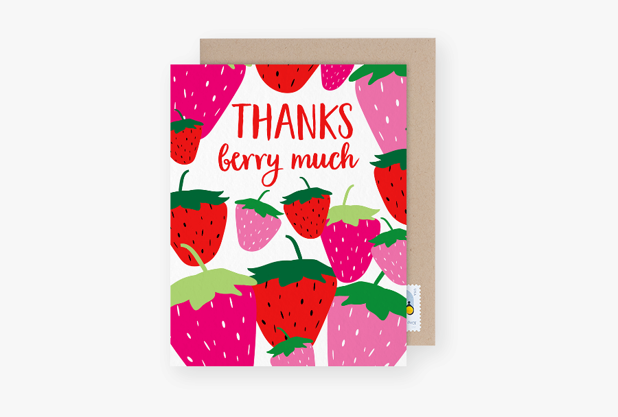 Birthday Thank You Card With Strawberries - Greeting Card, Transparent Clipart