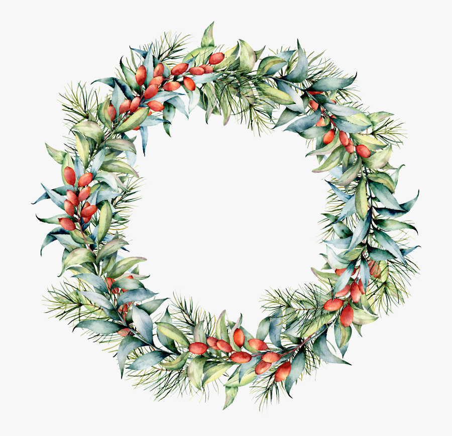Watercolour Christmas Wreaths Kids, Transparent Clipart