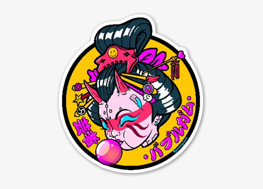 Bubblegum Geisha Sticker, Transparent Clipart