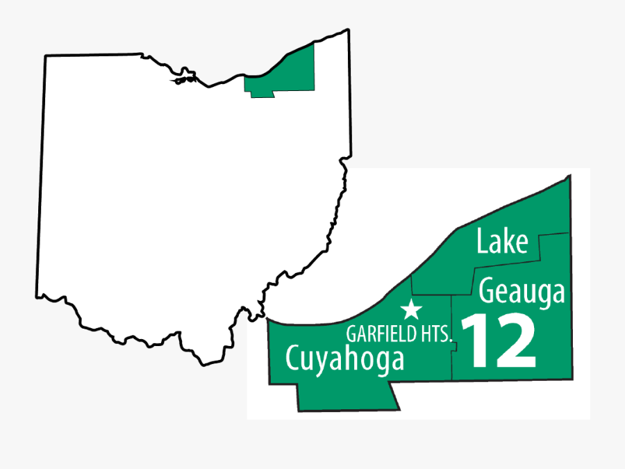 Ohio Map With D12 Outline Ohio Academy Of - Map Of Ohio Counties, Transparent Clipart