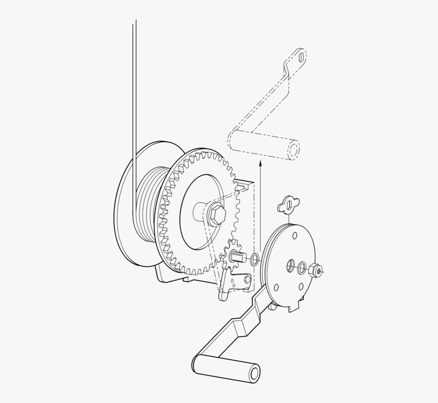 Line Art,angle,door Handle - Easy Drawings Of A Winch, Transparent Clipart