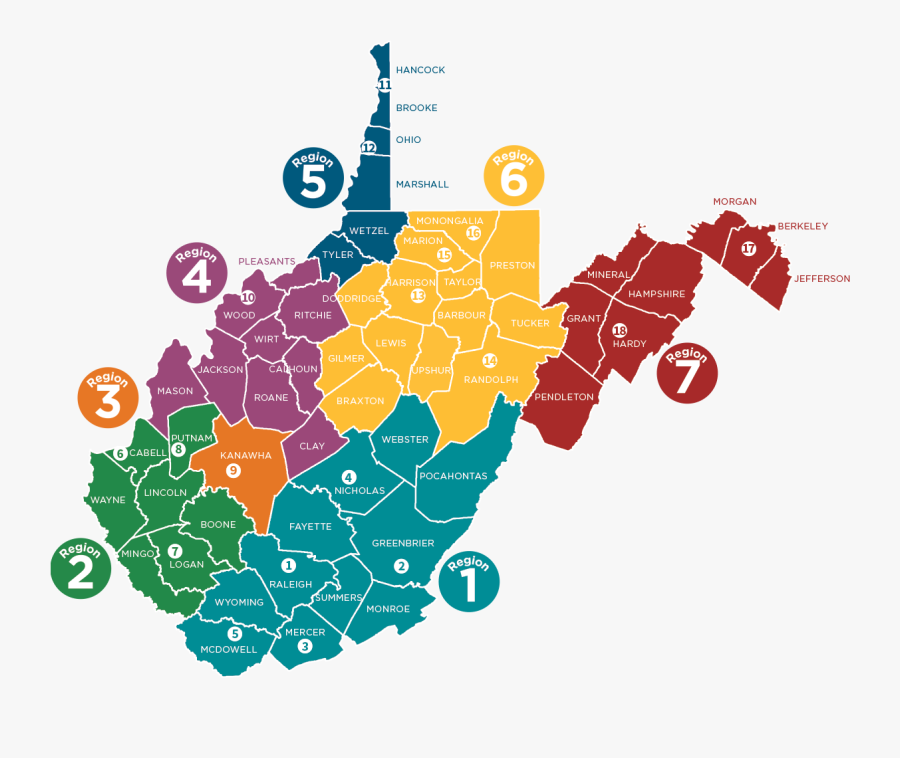 Wv Workforce Region Map, Transparent Clipart