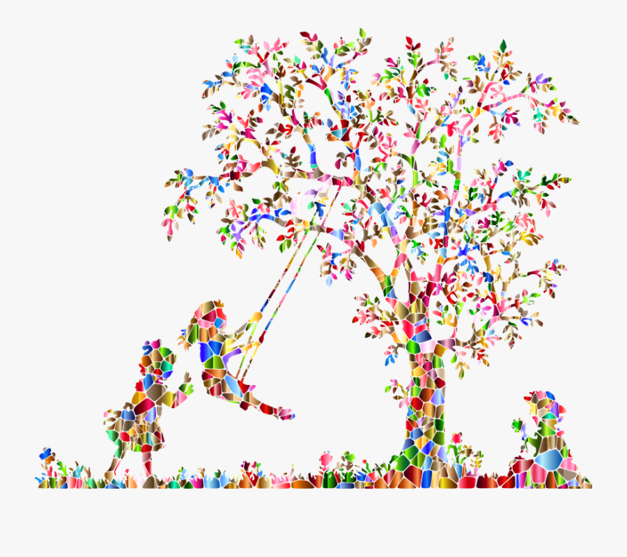 Silhouette Of Children Playing On Transparent Background, Transparent Clipart