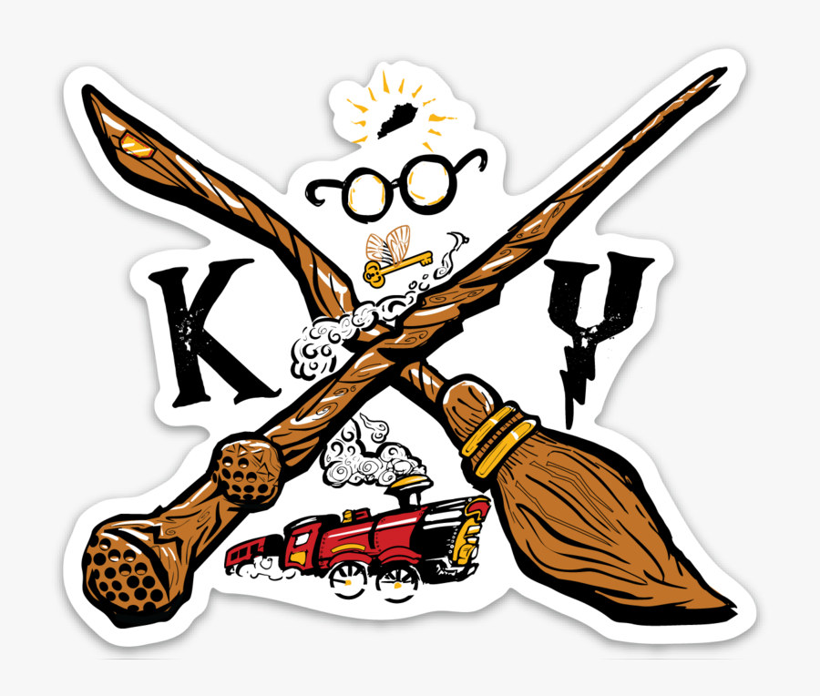 The Always Kentucky Decal - Harry Potter Magic Broom And Wand, Transparent Clipart