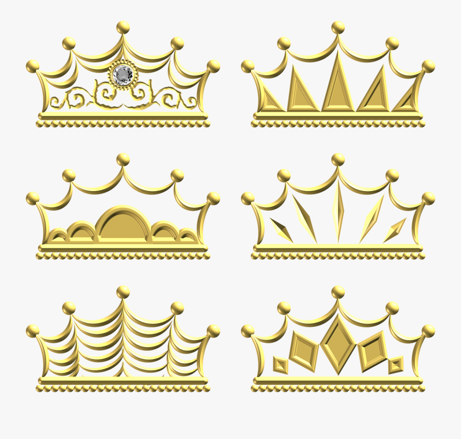 Gold, Crown, Ornate, Metal, Ornament, Decoration, Set - Transparent Background Corona Dorada Png, Transparent Clipart