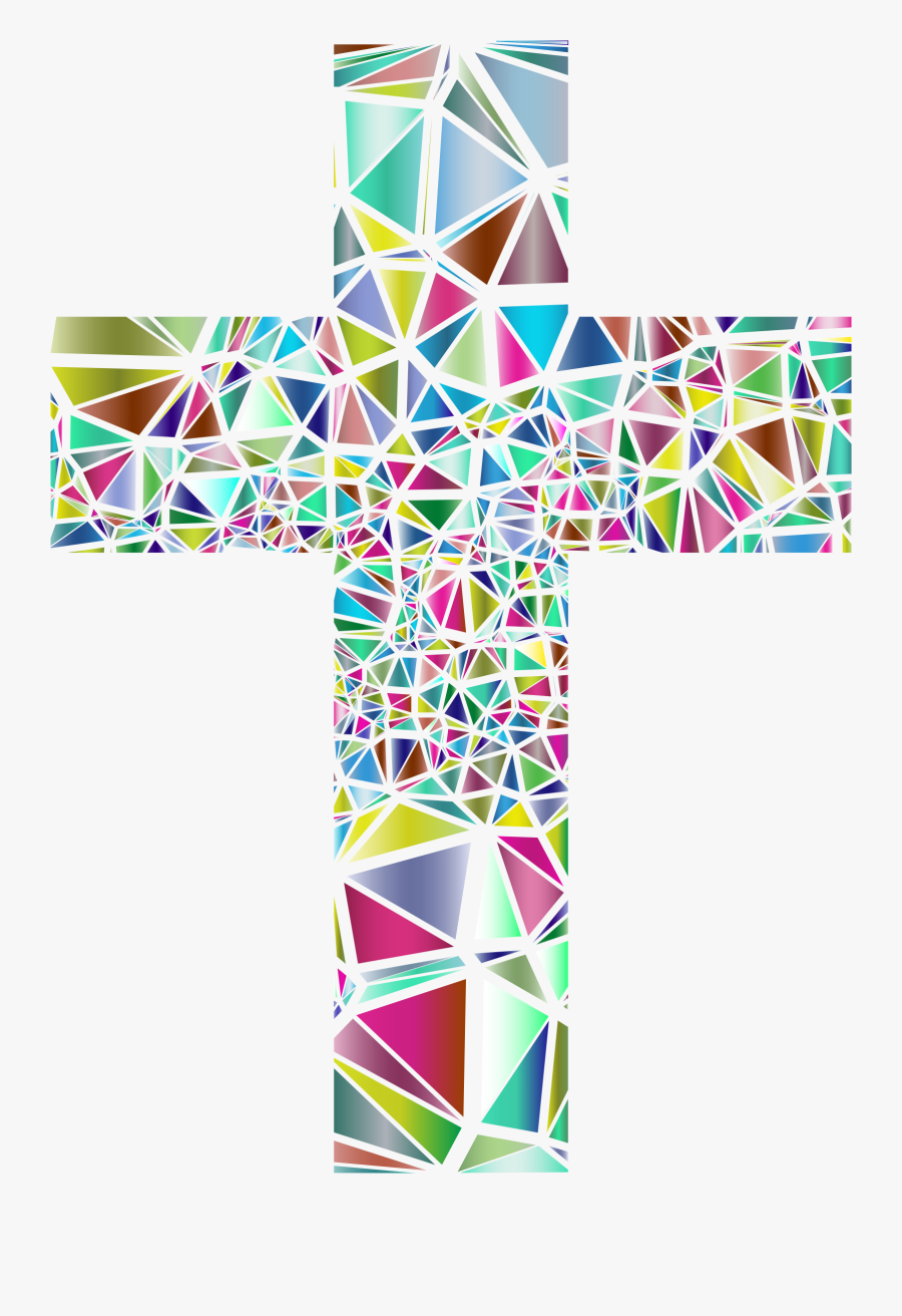 Low Poly Stained Glass Cross 3 No Background Clip Arts - Stained Glass Cross Clipart, Transparent Clipart