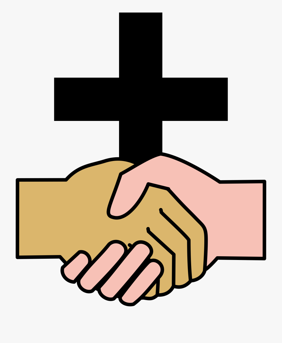 Cross Clipart Svg Cricut - Shaking Hands With Cross, Transparent Clipart